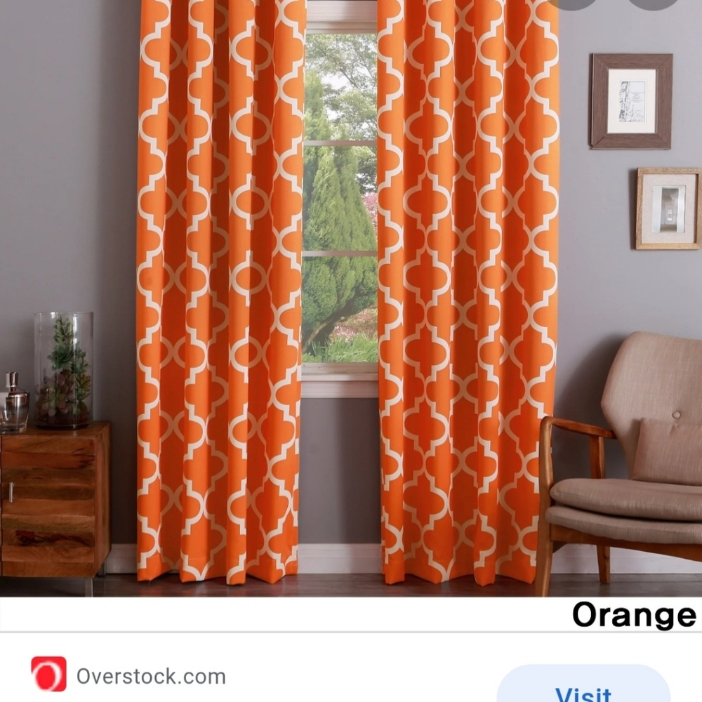 4 panel orange lattice pattern curtains